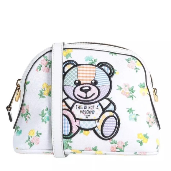 Moschino Handbags - Moschino 2 way embossed floral teddy bear logo crossbody shoulder bag NEW